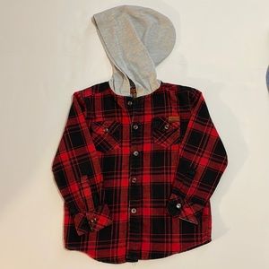 7 For All of Mankind Plaid Shirt w/Gray Hood - Boys 24M